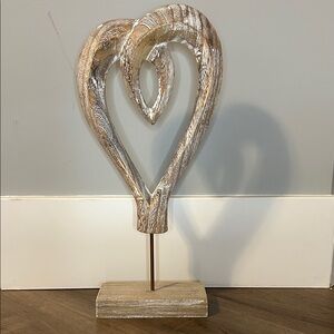 Rustic Heart-Shaped Wooden Sculpture